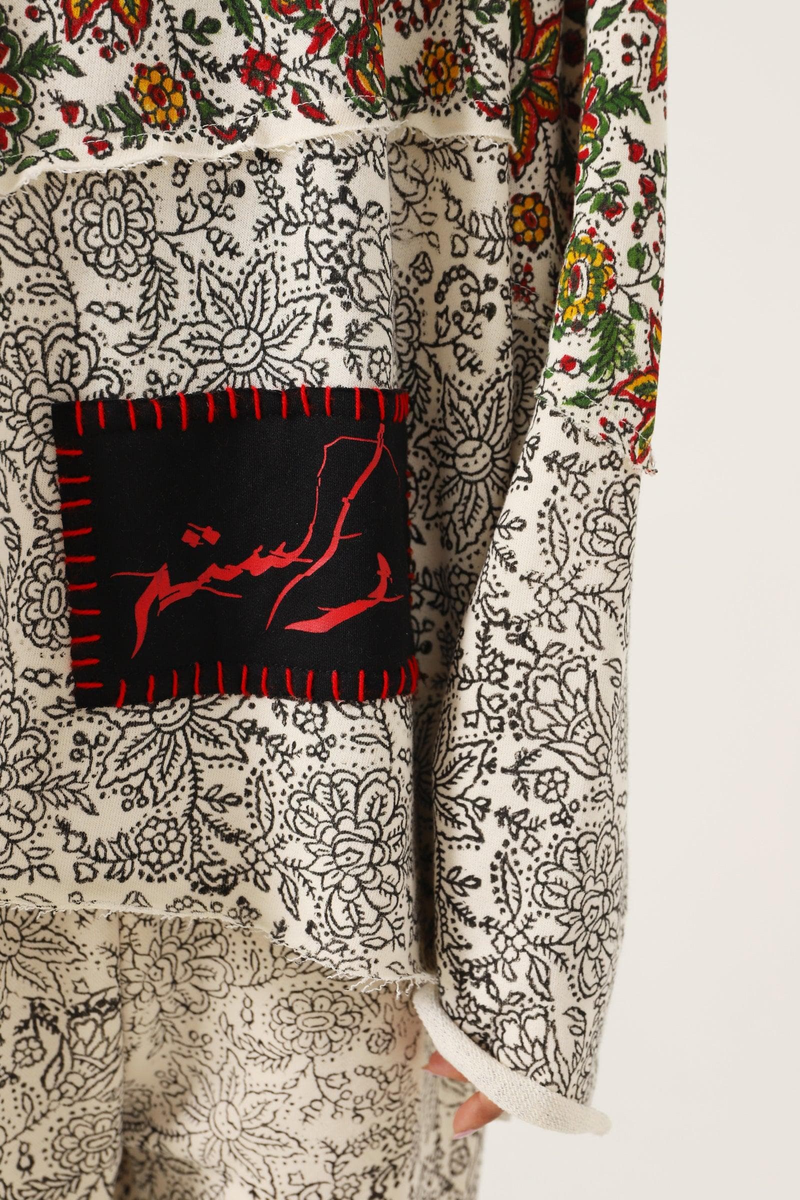 "Paradox" beige block print hoodie - Image 7