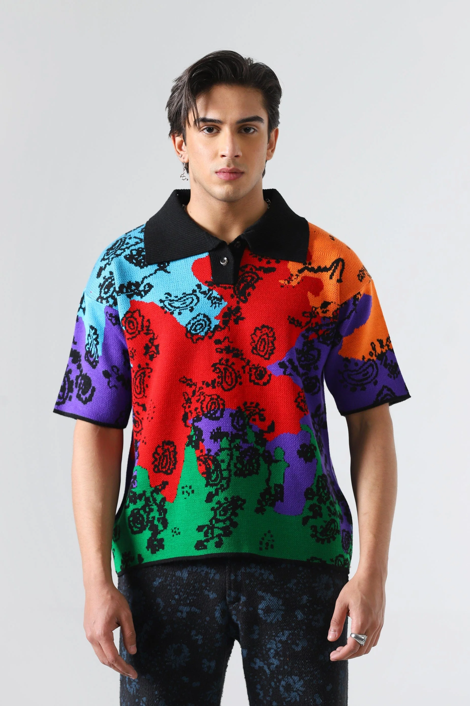 "Colours of life" jacquard knit polo shirt - Image 2