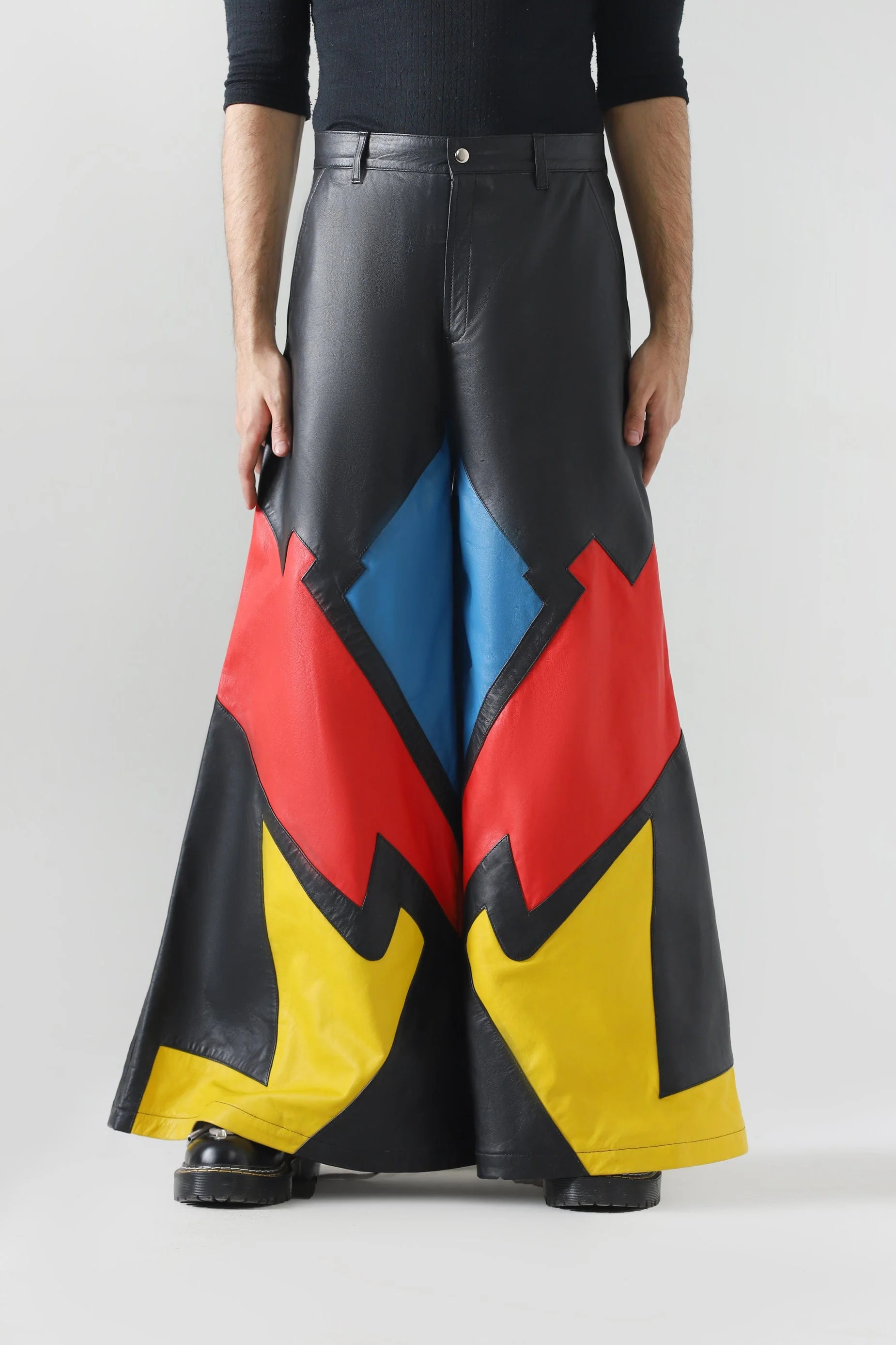 Leather flared trousers - Image 2